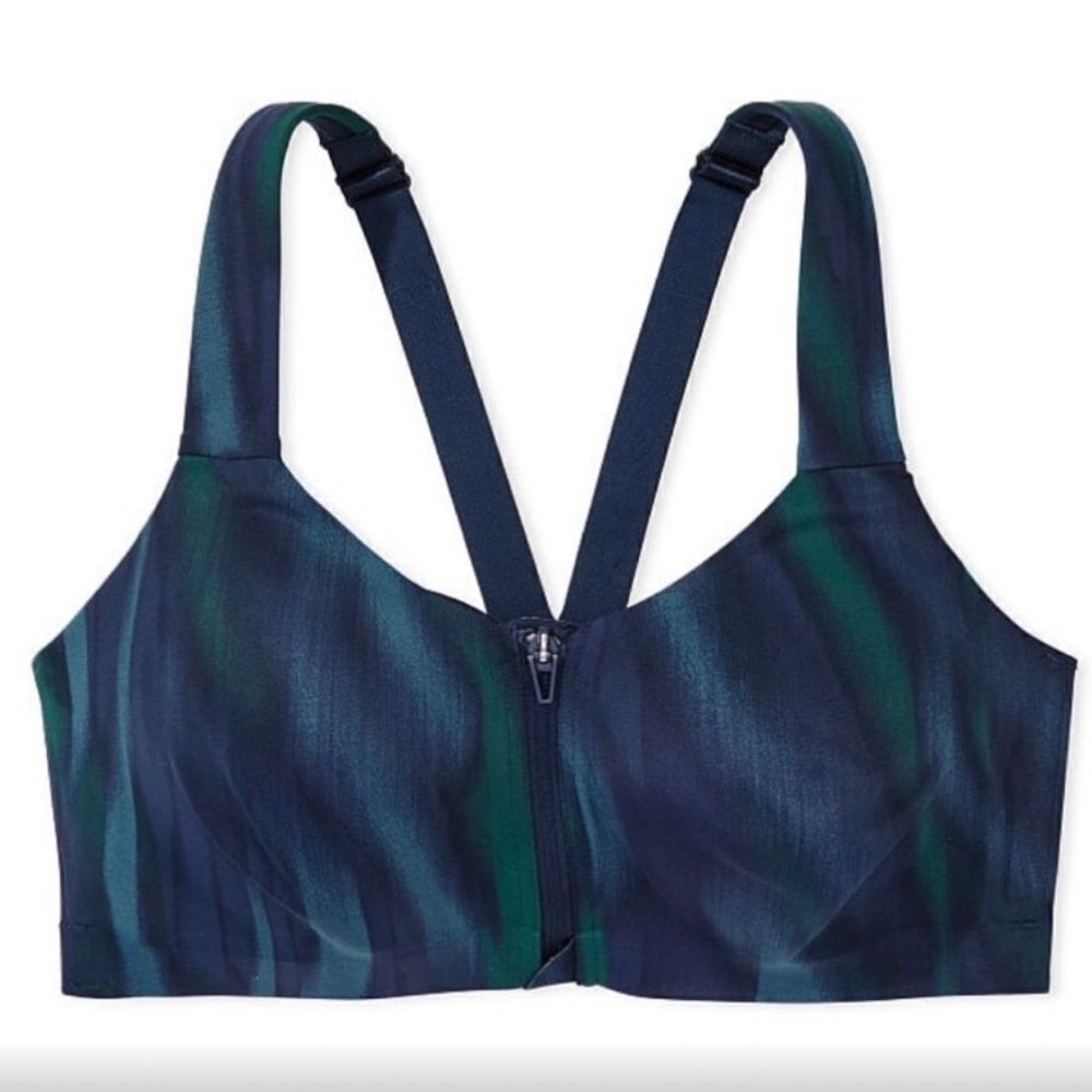 Victorias Secret knockout Maximum Support Front Close Sports Bra blue Ripple
